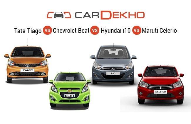 Comparison: Tata Tiago vs Chevrolet Beat vs Hyundai i10 vs Maruti Celerio